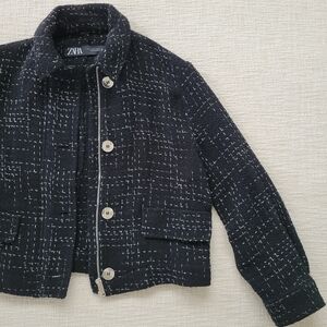 Zara Black and White Tweed Jacket
